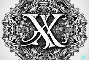 I need to design a tattoo that highlights and incorporates the letters X and I. The font should lean towards a dark or gothic style. tattoo idea