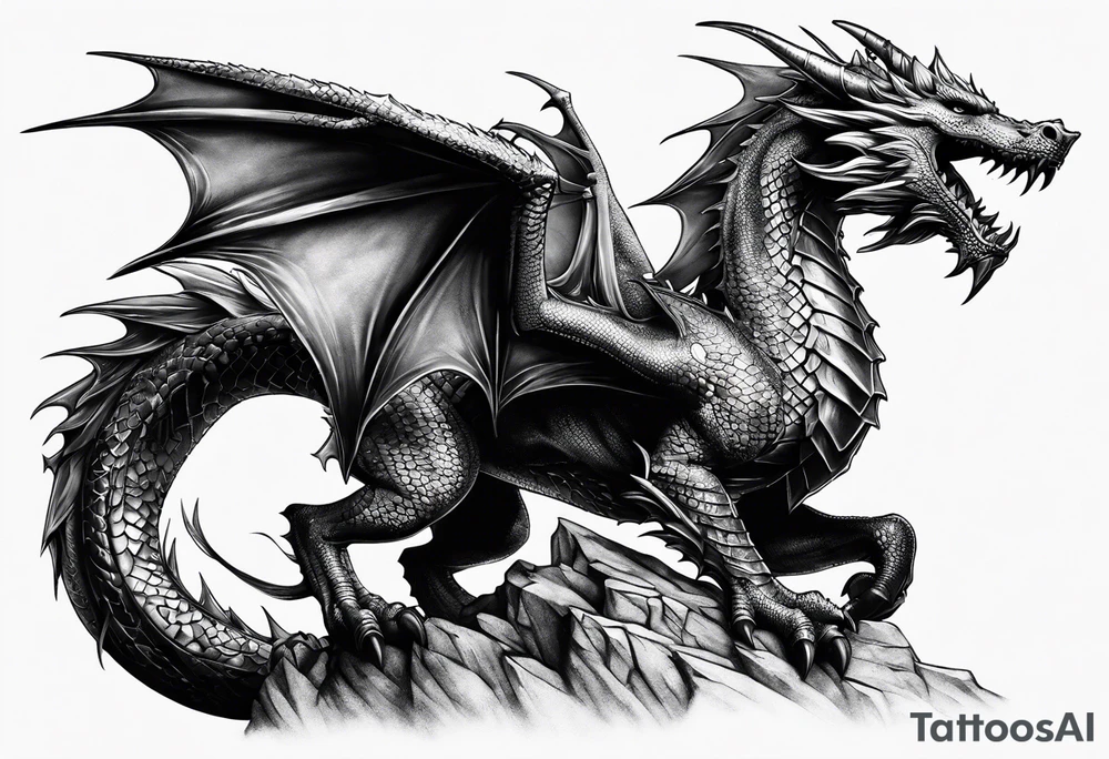 knight, dragon, castle tattoo idea