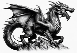 knight, dragon, castle tattoo idea