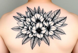 Bouquet made of birth flowers for the months of April May, June and August with exotic foliage like fern leaves and Monstera for arm sleeve
Make them more visible tattoo idea