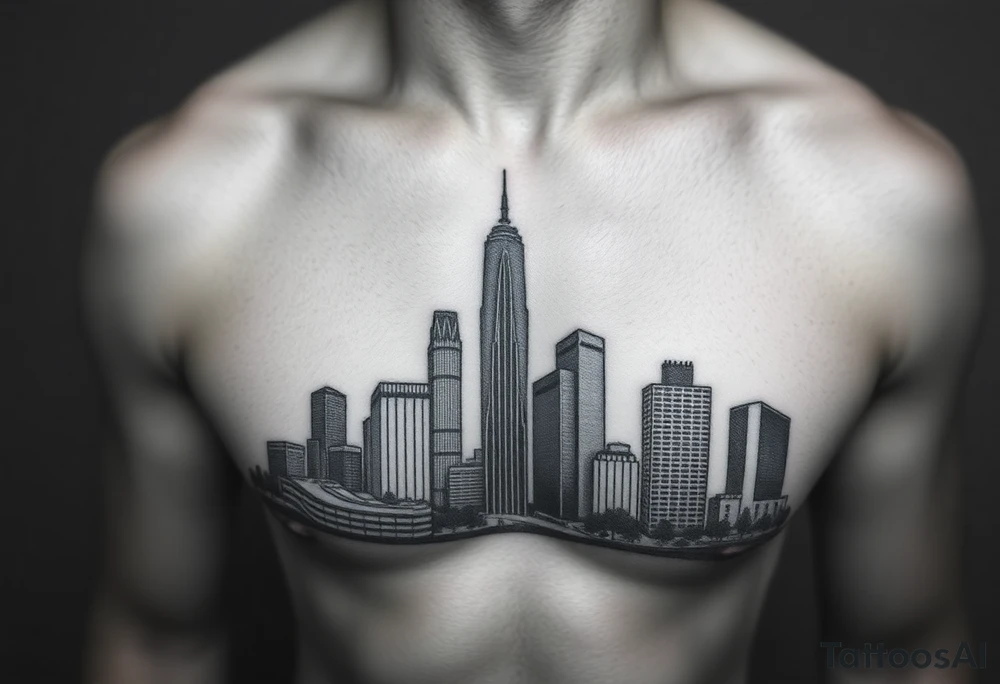 Houston texas skyline real tattoo idea