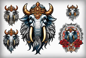 berserking strong mammoth head centerpiece tattoo idea