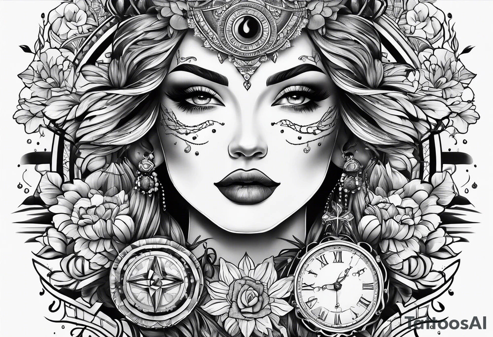 kompass  fineline tattoo idea