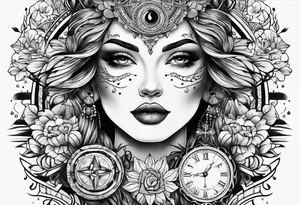 kompass  fineline tattoo idea