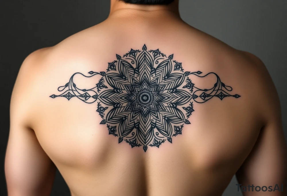 intricate mandala with sacred geometry and cosmic elements tattoo idea