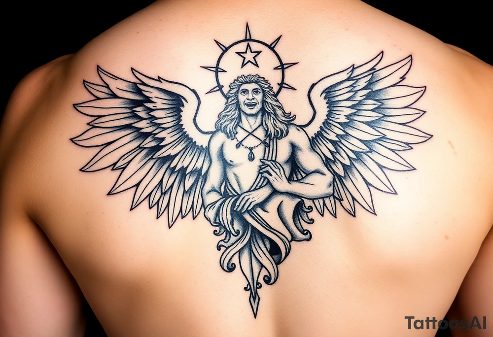 Archangel and God tattoo stencil tattoo idea
