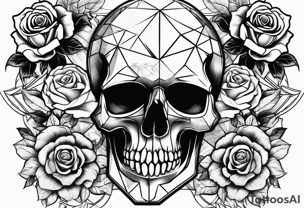 skull and roses tattoo idea