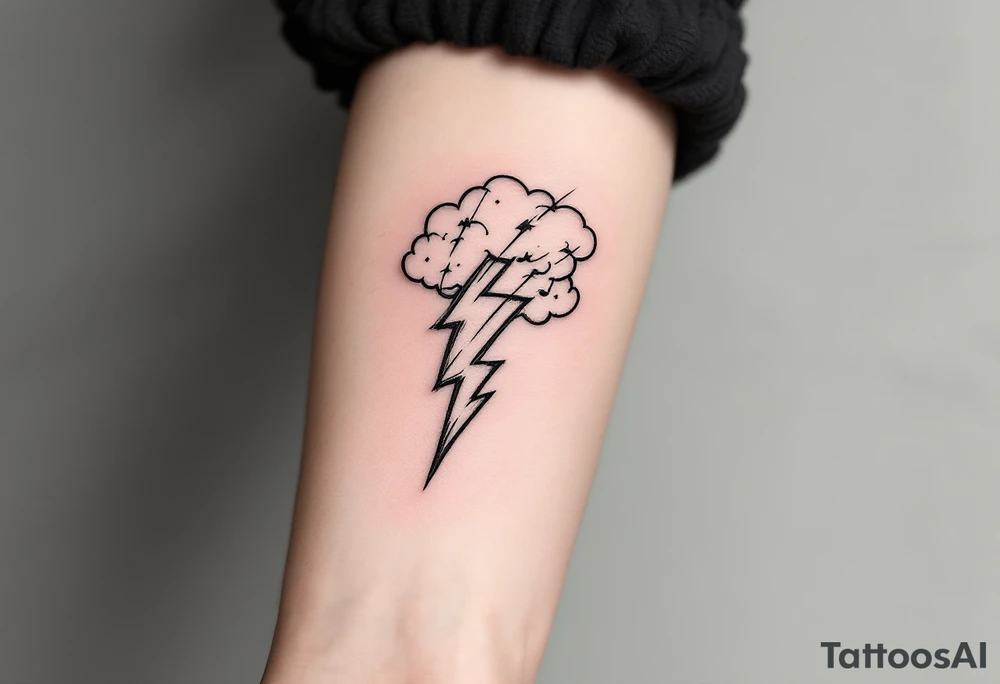 Thunderstorms with music symbol tattoo idea