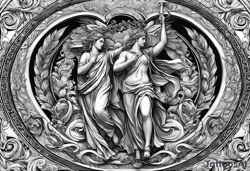 chasing my dreams, not giving up, hard work, dedication, focus, heart broken, recovered, pushing hard, got broke and gained again. I like greek gods tattoo idea