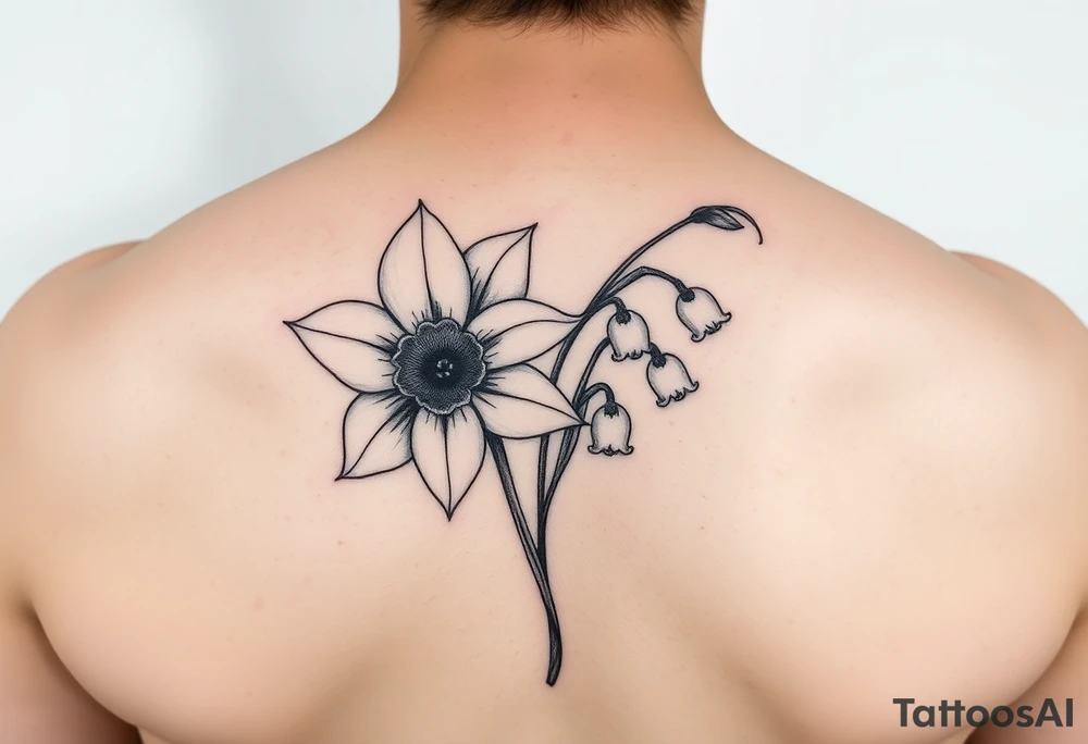 Daffodil Daisy and lily of the valley intertwined tattoo idea