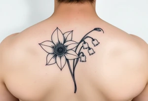 Daffodil Daisy and lily of the valley intertwined tattoo idea