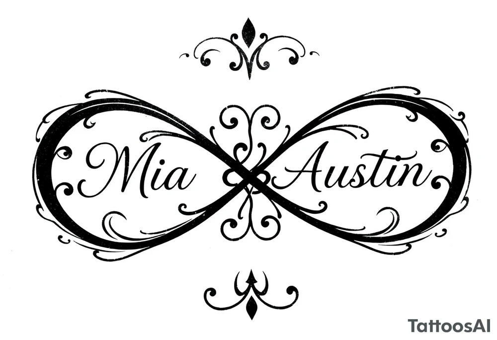 Infinity symbol with the name's Mia and Austin tattoo idea