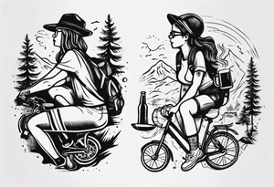 two girls, coffee, hiking, cycling, beer, gym tattoo idea