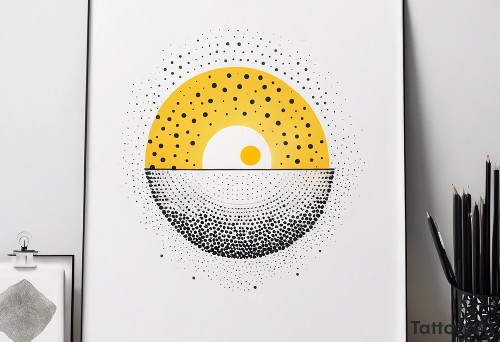 simple sunshine made of black dots tattoo idea