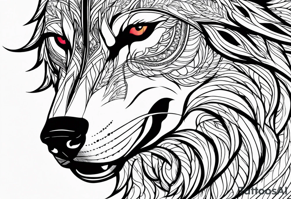 half wolf half eagle tattoo idea