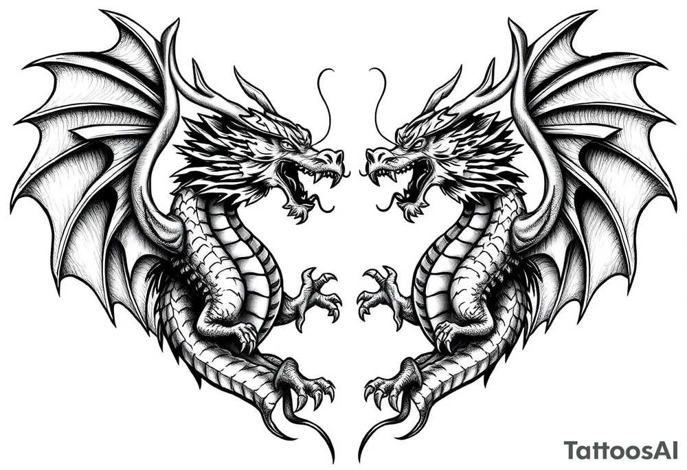 roaring dragons tattoo idea