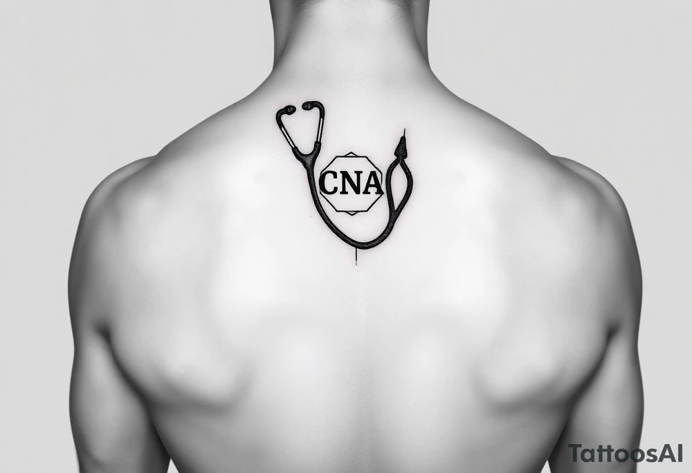 Stethoscope with the CNA symbol, realistic tattoo idea