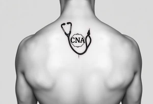Stethoscope with the CNA symbol, realistic tattoo idea