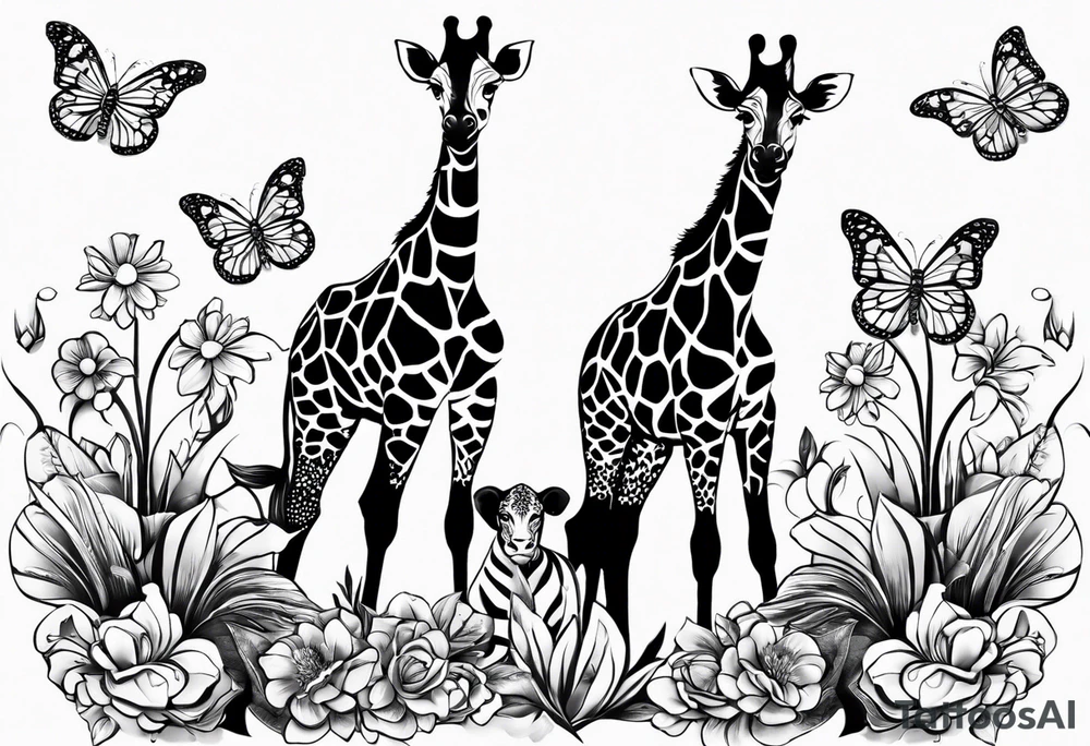 tattoo to represent that I have 3 children (girls). For inspiration I like flowers, butterflies, the beach, giraffes, tattoo idea