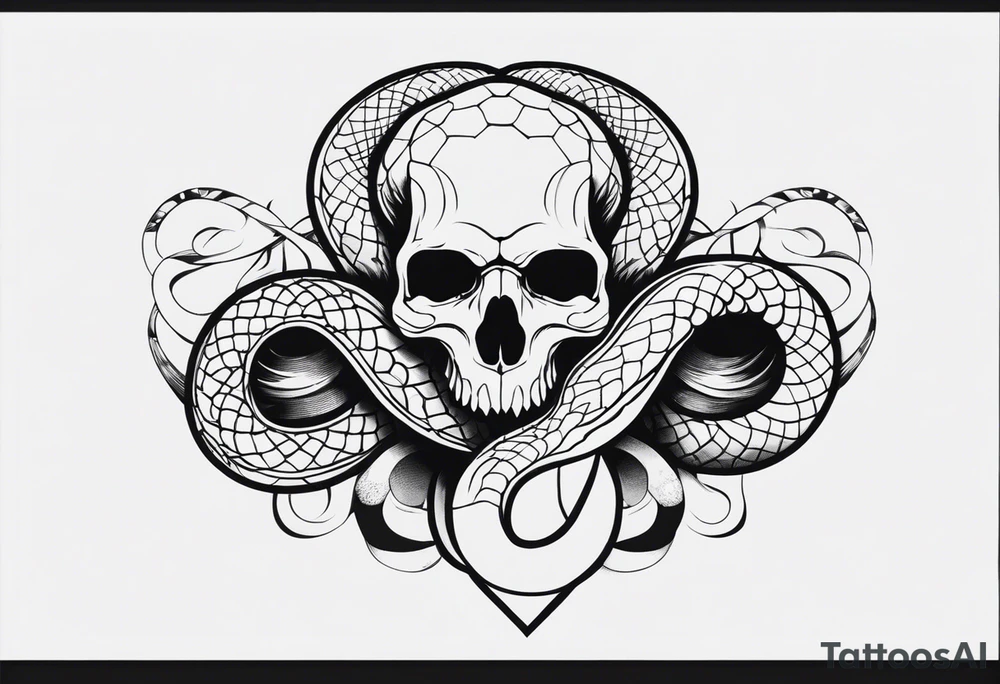 Snake on skull head tattoo idea