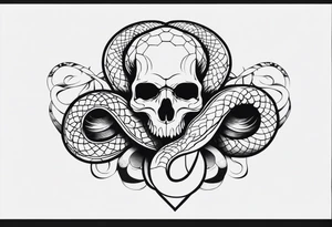 Snake on skull head tattoo idea
