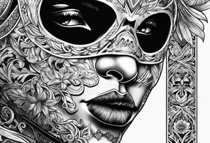 Ski mask biting money tattoo idea