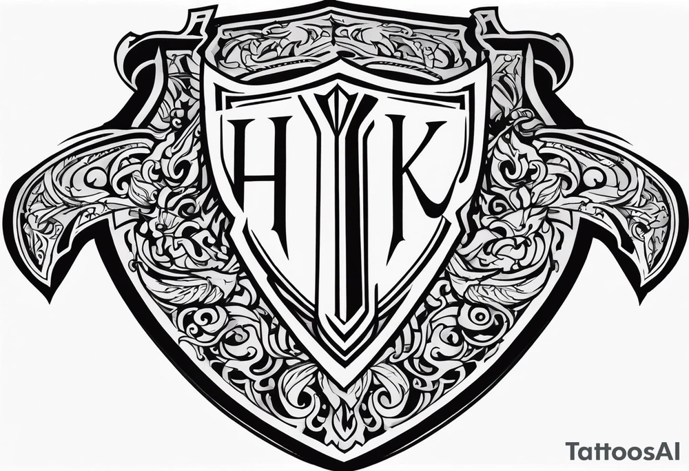Valhalla shield fire sword tattoo idea