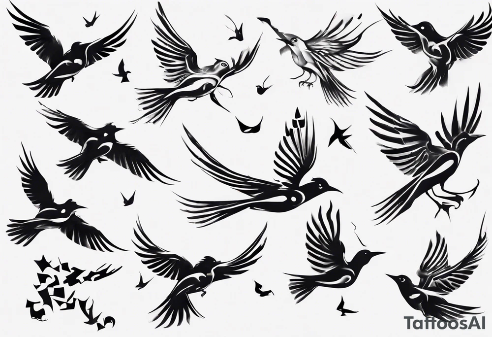 composition with birds flying free, puzzle piece tattoo idea composition with birds flying free, puzzle piece tattoo idea