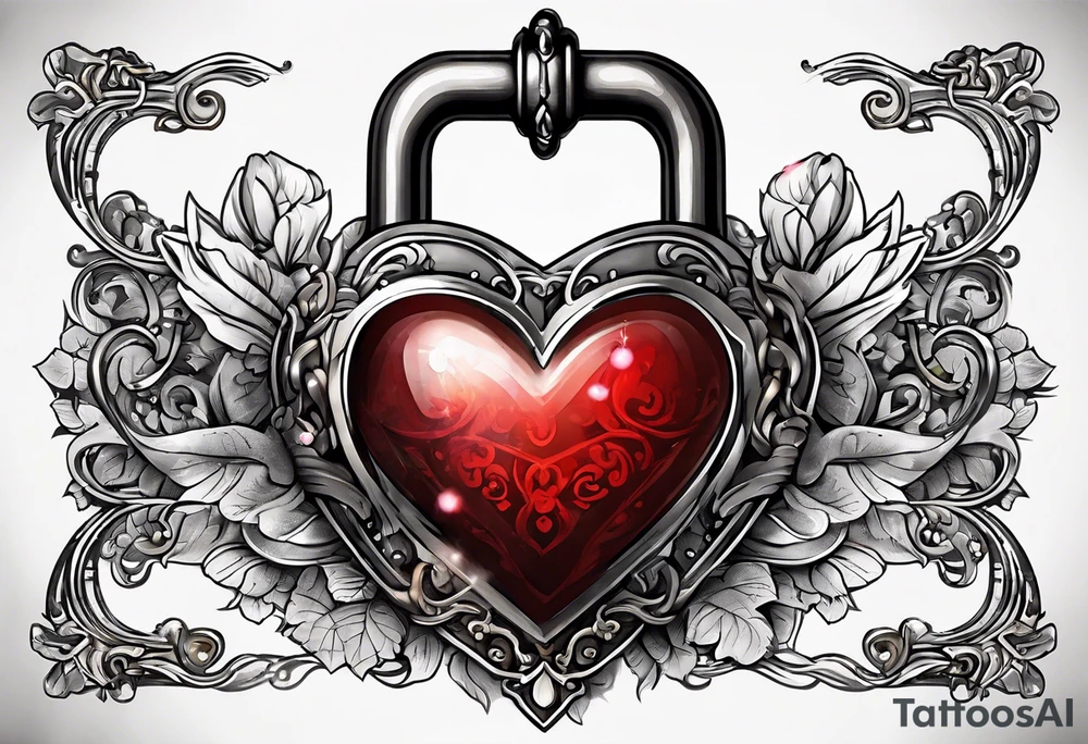 antique heart shaped lock and a key to match it tattoo idea