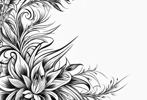 Vertical floral arm sleeve with wheat at dragonflower tattoo idea