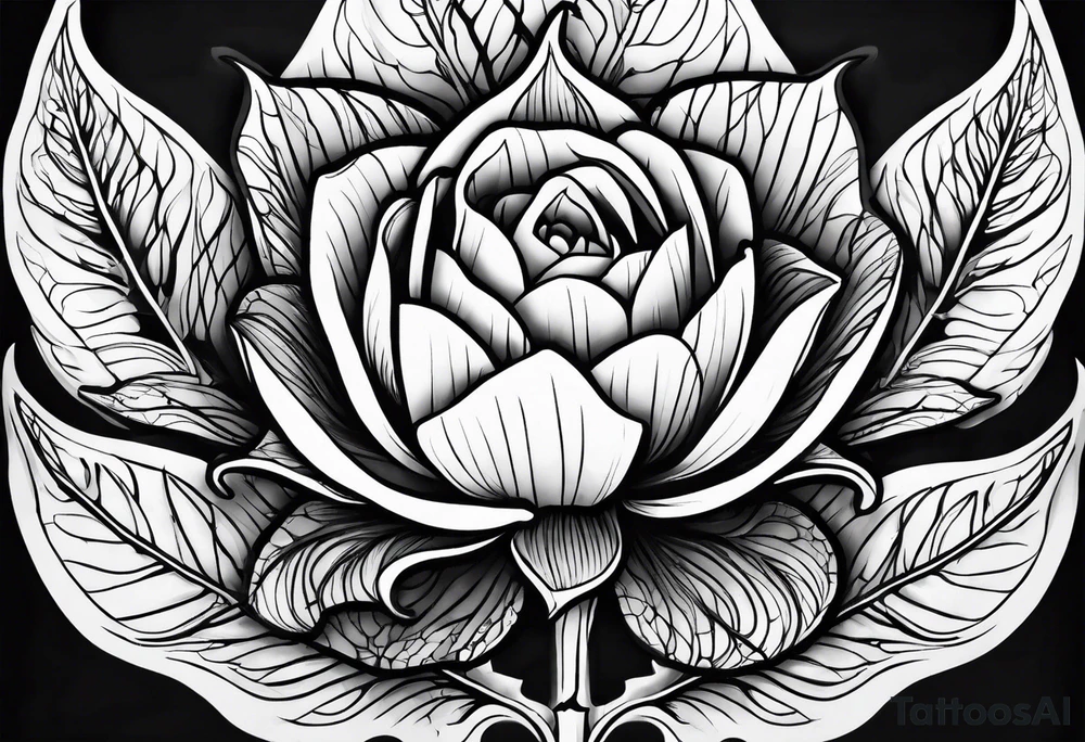 plant leaf skeleton tattoo idea