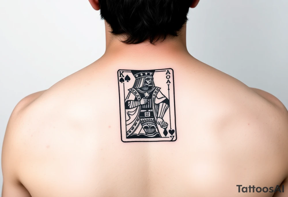 king of hearts card with army star Darth Vader tattoo idea
