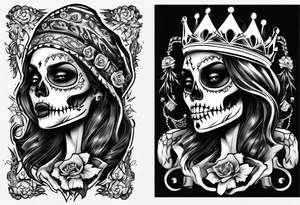 santa la muerta with money and crown
on the card tattoo idea