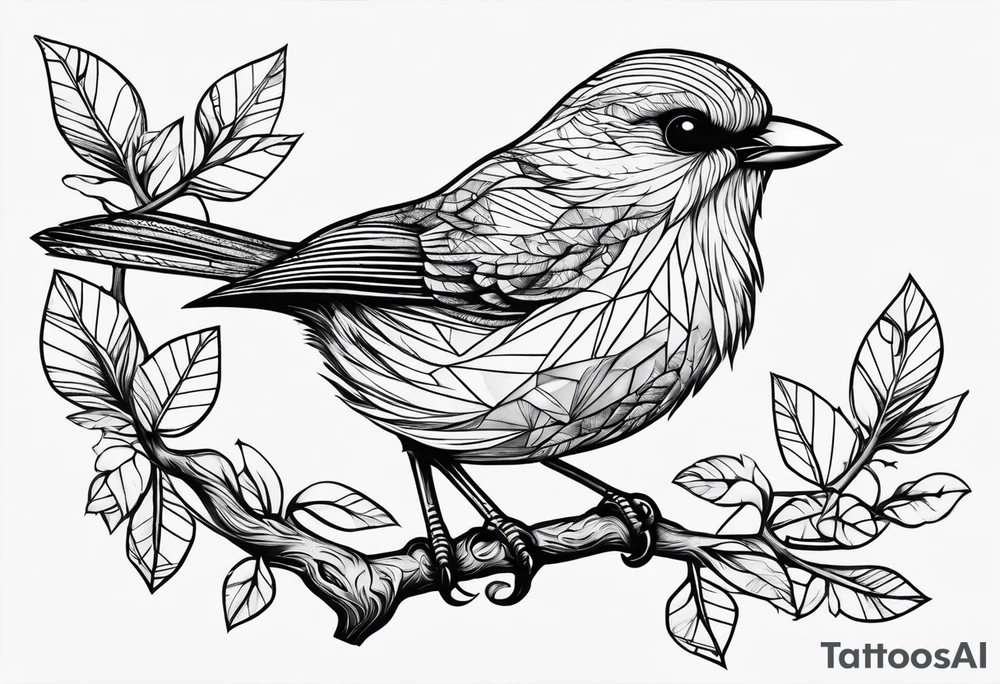 Bird oak tattoo idea