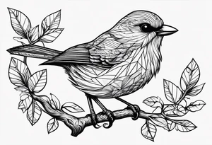 Bird oak tattoo idea