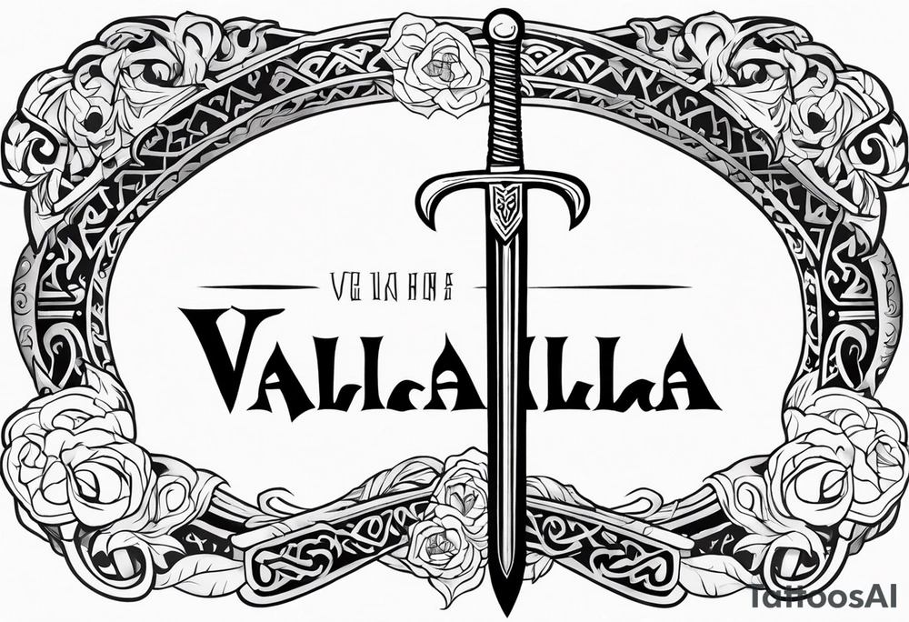 Valhalla sword viking warrior funeral tattoo idea