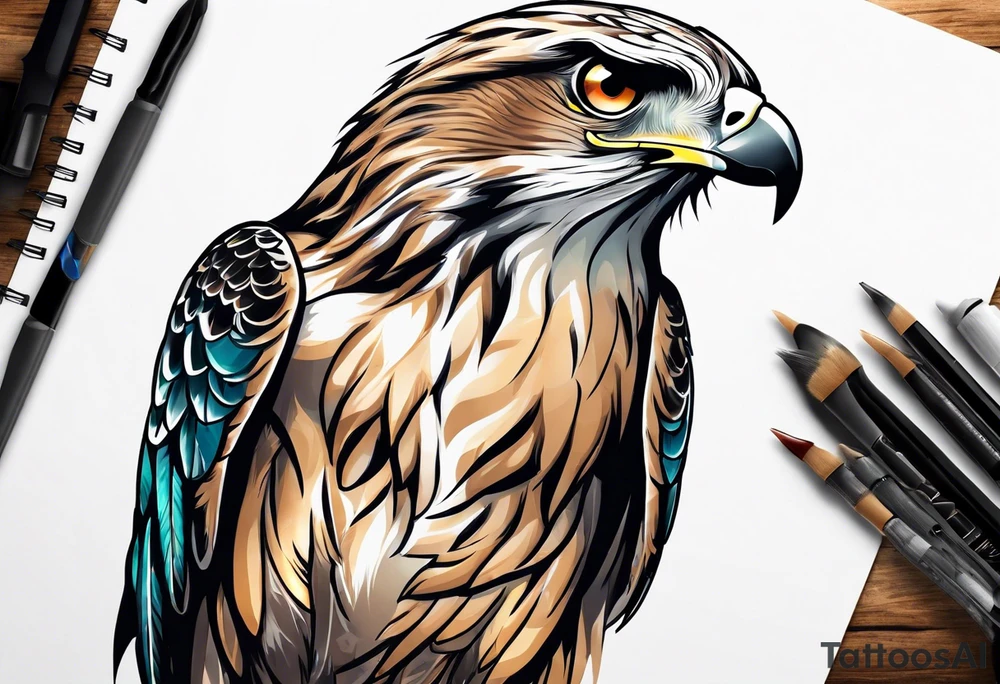Small cute hawk girly tattoo idea