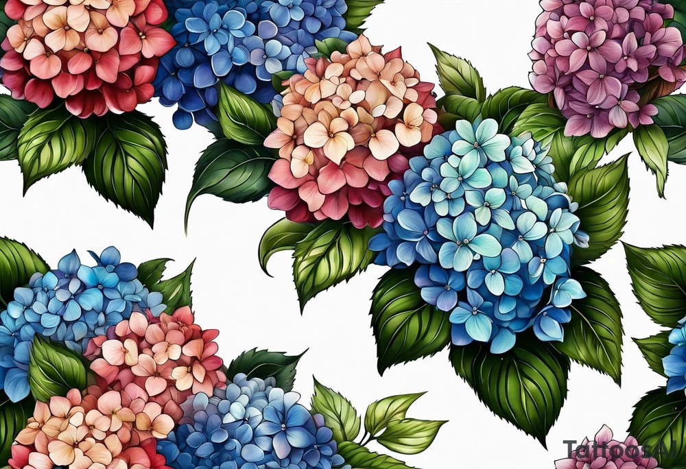 Hydrangea flowers tattoo idea