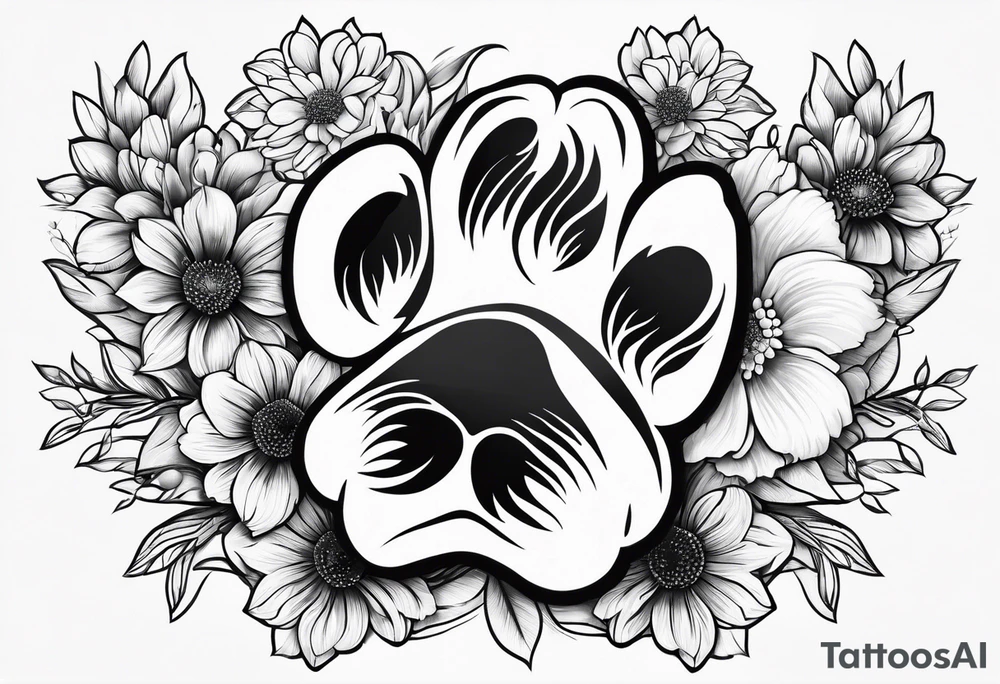 Paw print made with flowers tattoo idea