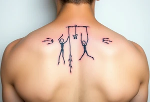 Hanging stick figures tattoo idea