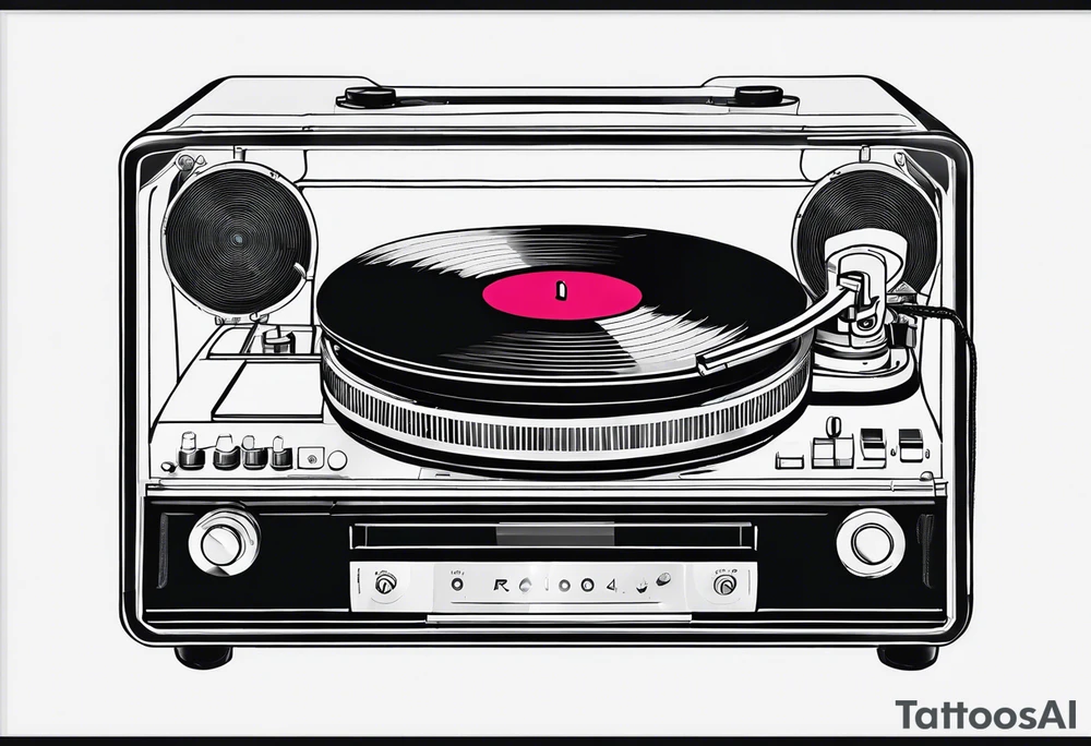 Recordplayer minimalistic fineline drawed in 2D tattoo idea Recordplayer minimalistic fineline drawed in 2D tattoo idea