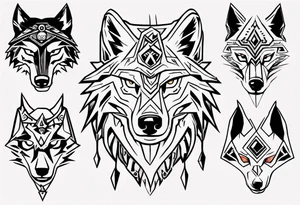 wolf head in zelda style tattoo idea