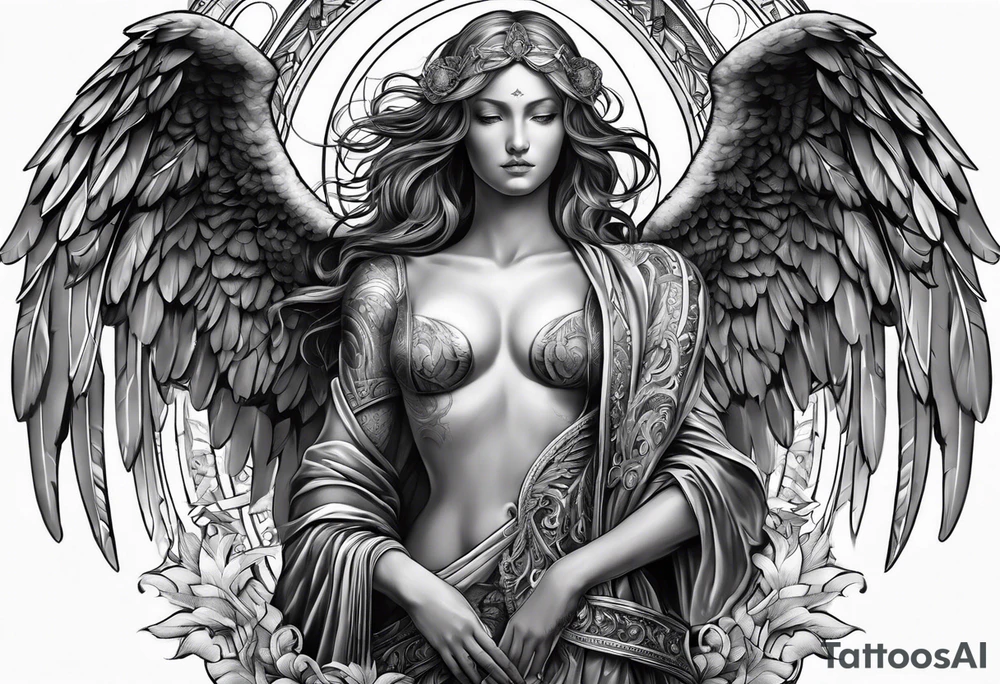 Angel with prayer hands tattoo idea