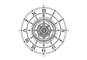 zodiac symbols runes within ornate clockwork mechanism tattoo idea