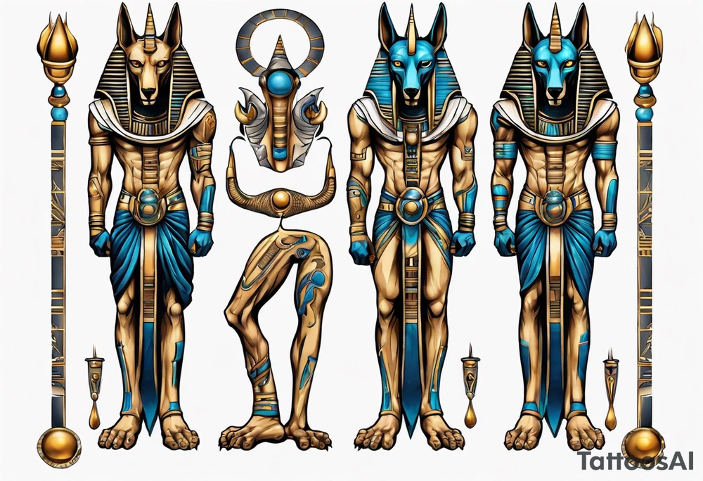 anubis and horus full arms tattoo idea