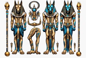 anubis and horus full arms tattoo idea