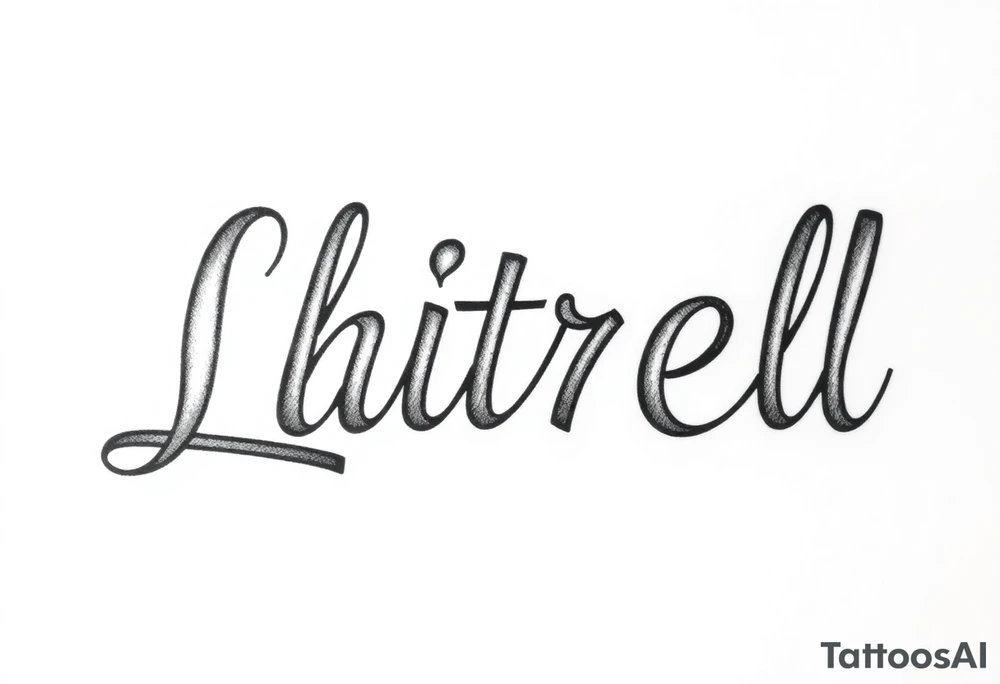 Chicano new school cursive style that says Latrell tattoo idea