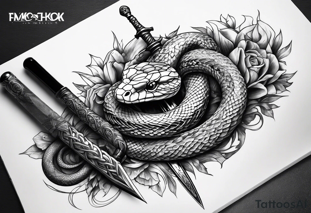 Snake wrapped around sword tattoo idea