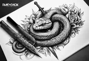 Snake wrapped around sword tattoo idea