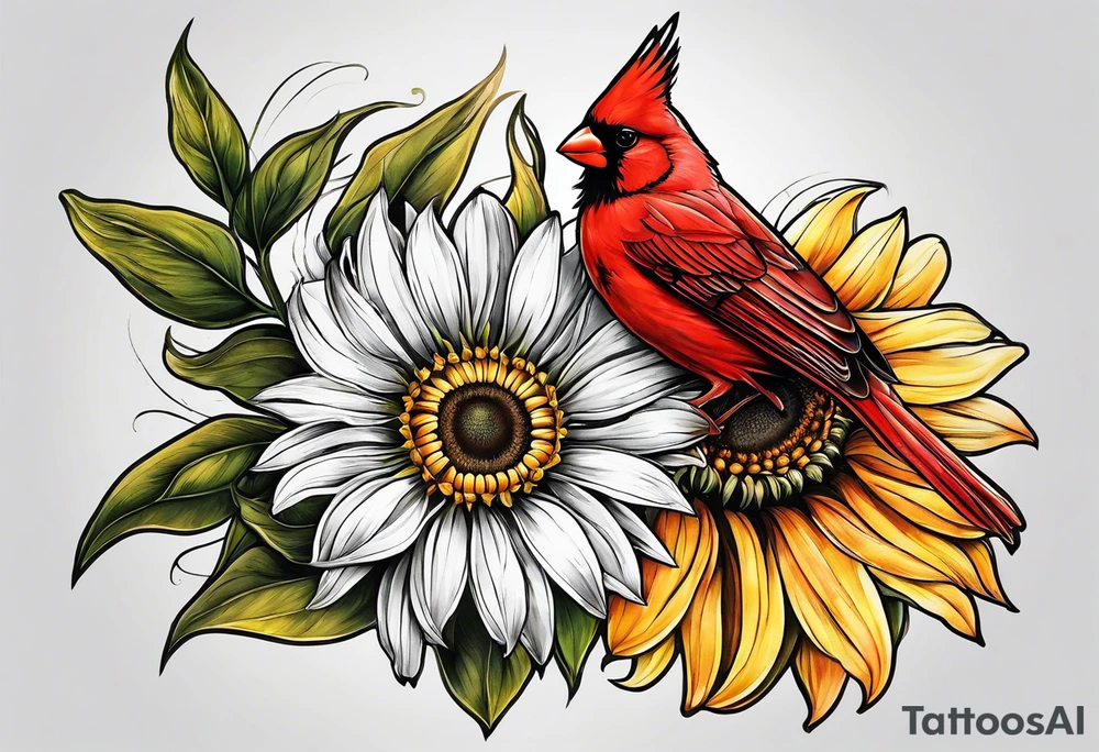 Cardinal sunflower tattoo idea